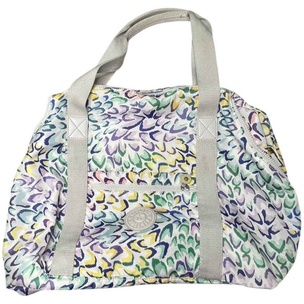 Kipling Art Medium Tote Bag Multicolor Leopard Print Nylon Travel Gym Handbag